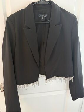 Matching blazer and skirt, Rachel Zoe Black Cropped Blazer with Crystal Fringe